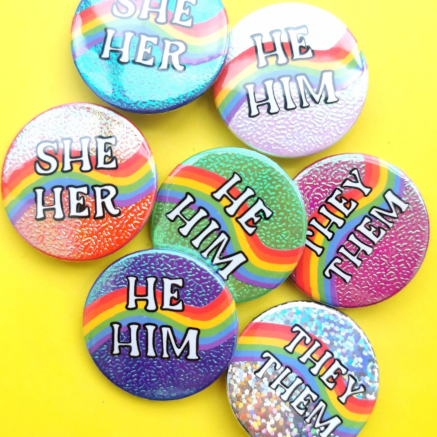 Glitter Badges - Pronouns